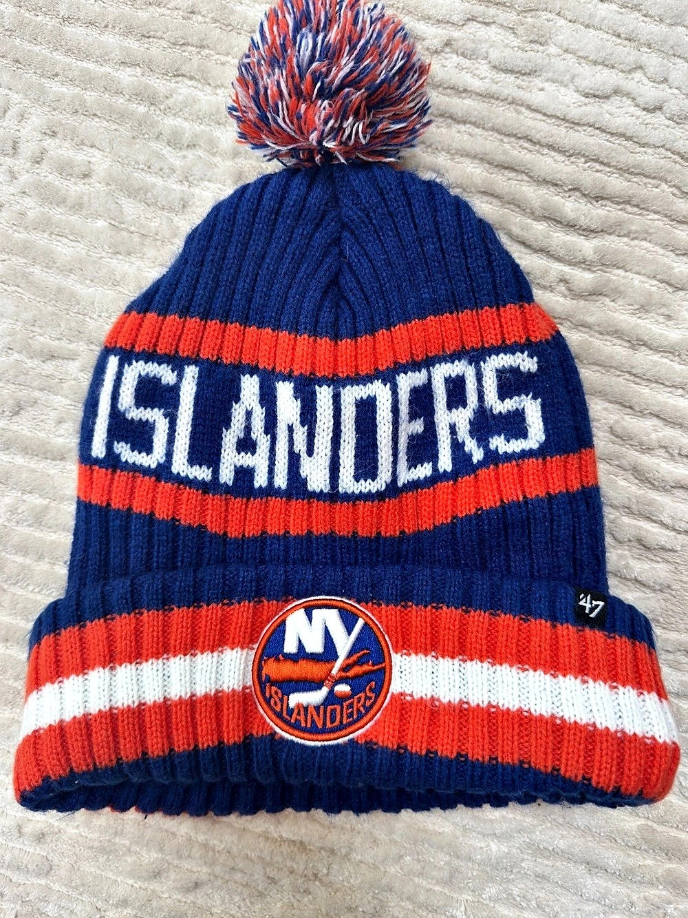 '47 New York Islanders '47 Bering Cuffed Knit Hat with Pom like new